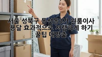 서울 성북구 동선동3가 원룸이사 용달 효과적으로 저렴하게 하기! 꿀팁 대방출! 🎉